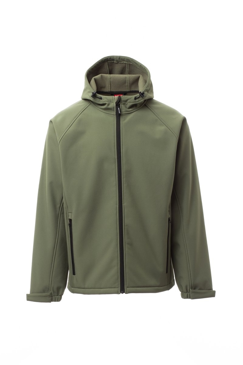 Giubbotto uomo in softshell impermeabile con cappuccio PAYPER Gale - XS-jjVerdejjMilitare