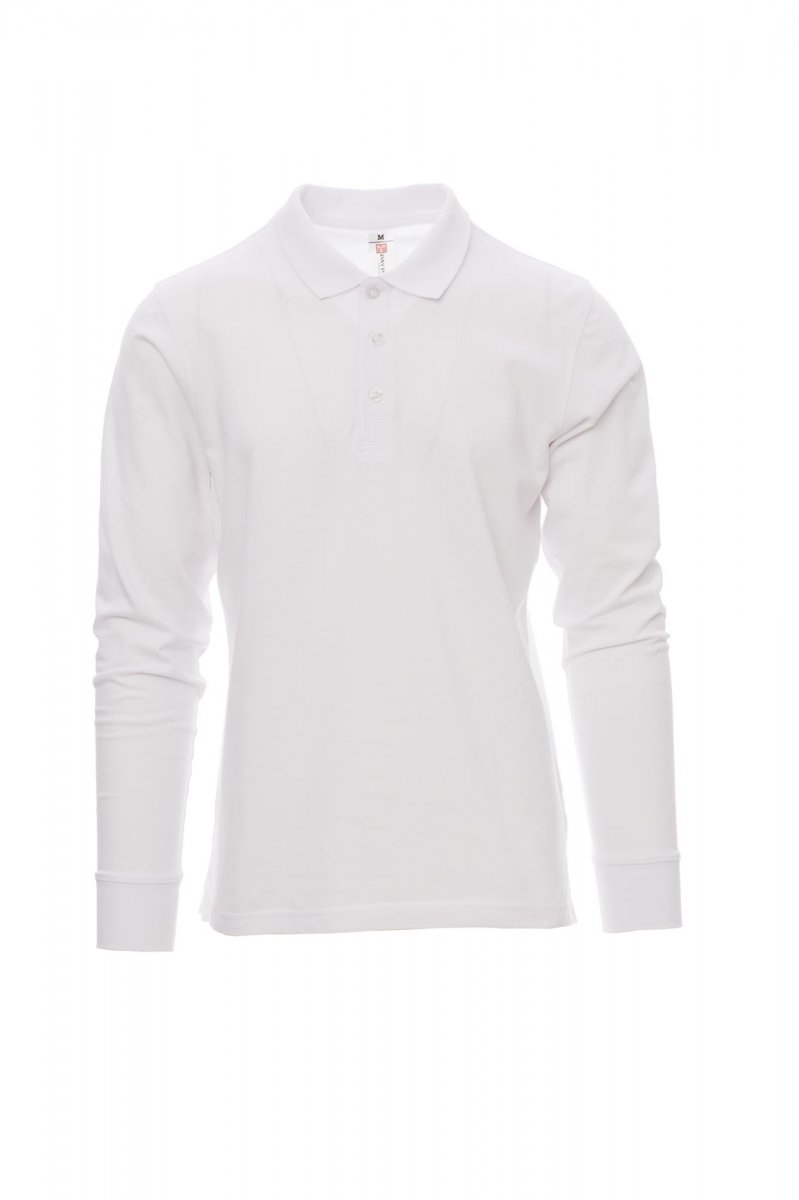 Polo a maniche lnghe da uomo 100% Cotone piqué Payper Verona - XS-Bianco