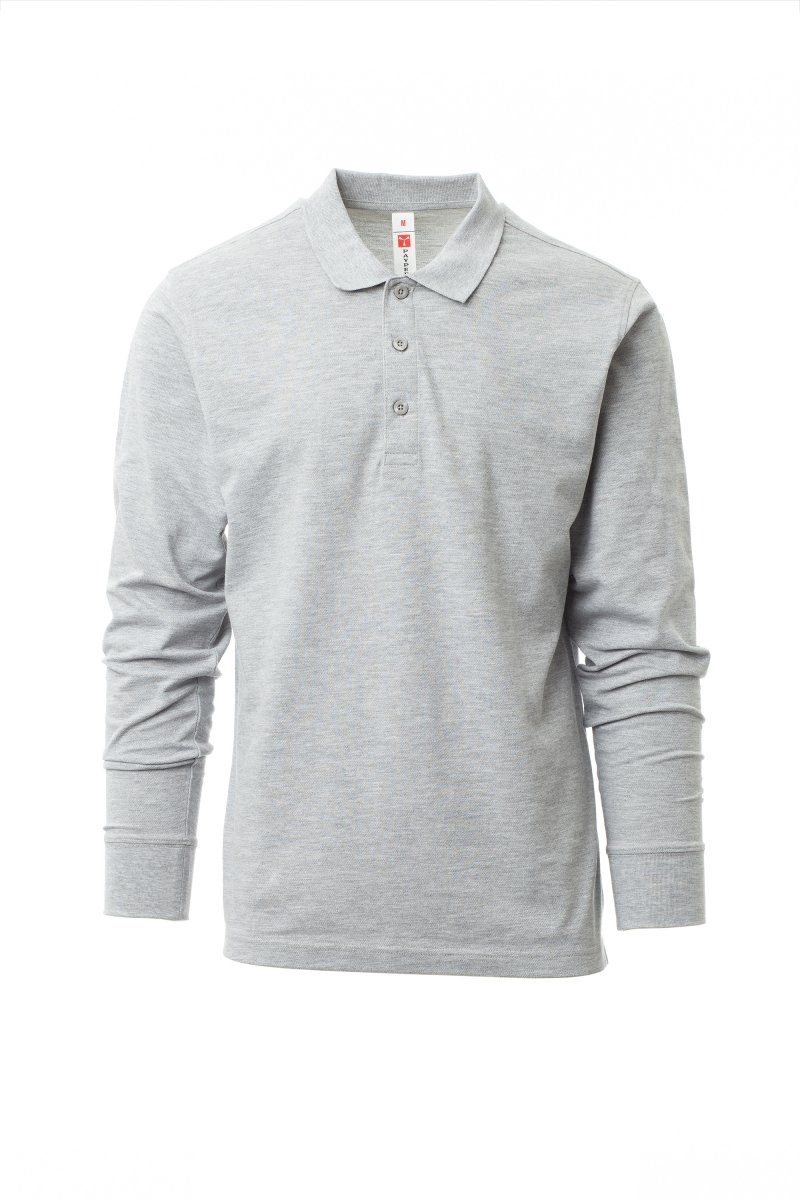 Polo a maniche lnghe da uomo 100% Cotone piqué Payper Verona - XS-jjGrigiojjMelange