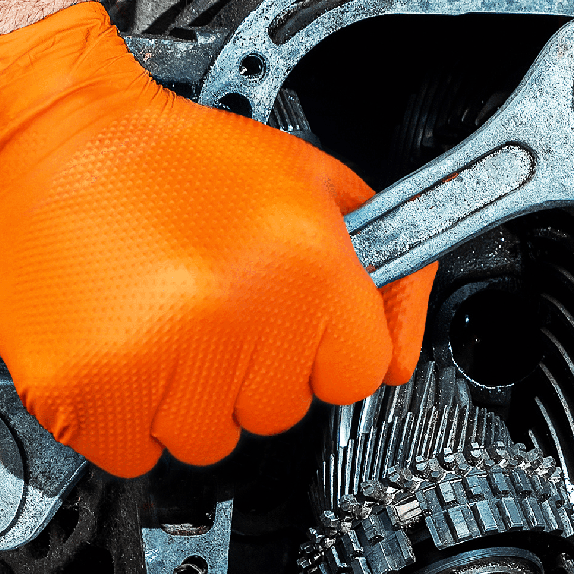 50 guanti nitrile monouso arancioni senza polvere no lattice no talco alta resistenza 
