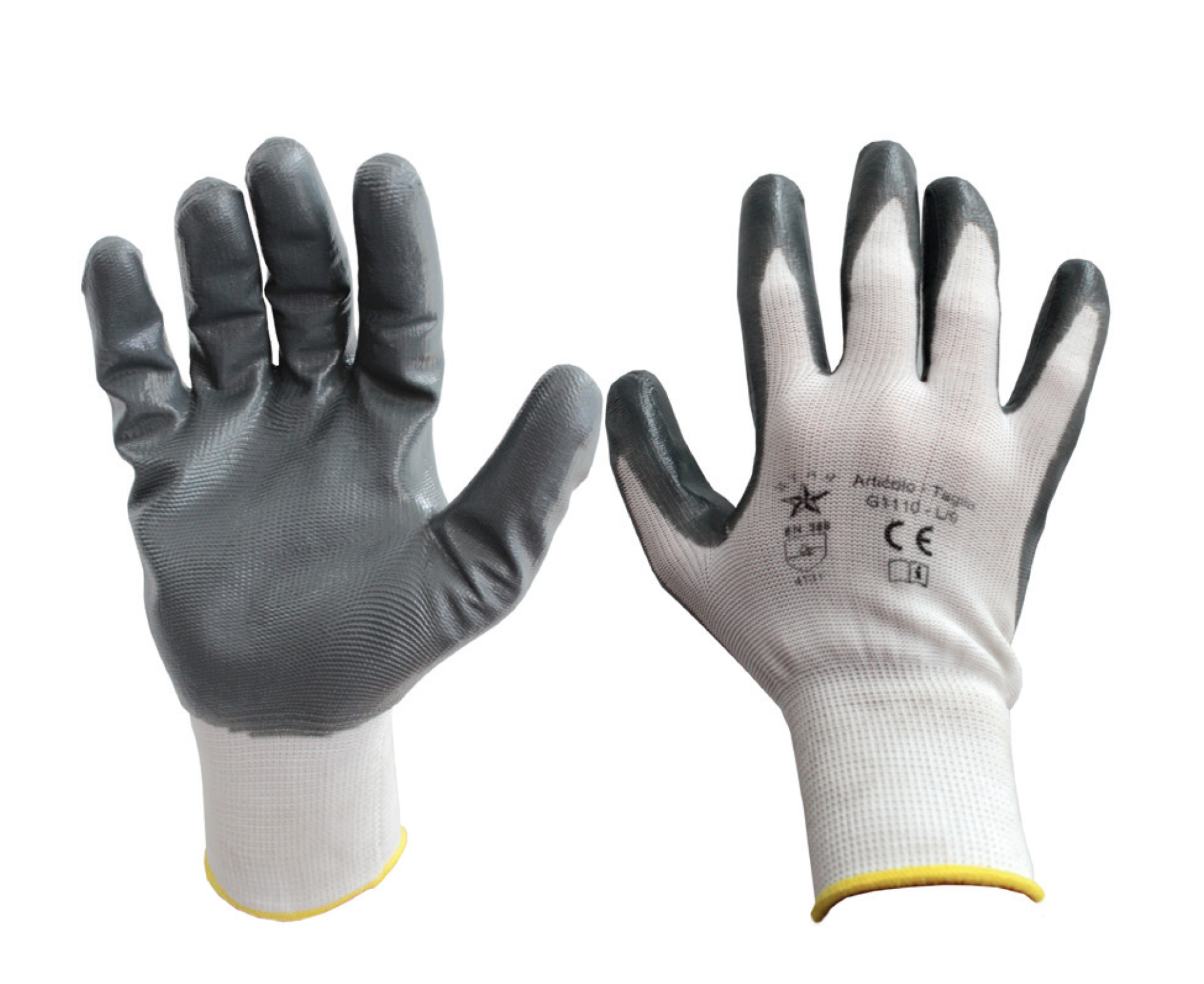 Guanti da lavoro spalmato in nitrile grigio antiscivolo edilizia officina 12pa
