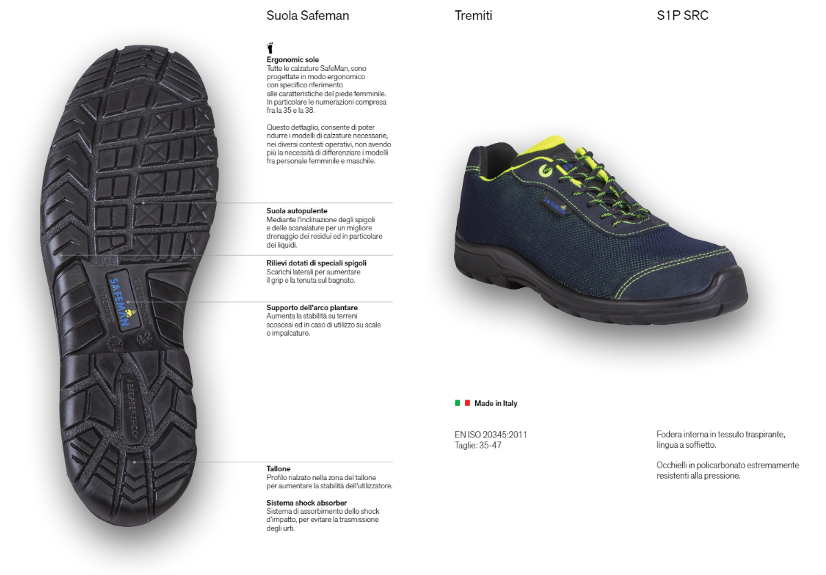 Scarpa antinfortunistica Safeman Tremiti S1 P bassa da lavoro comoda