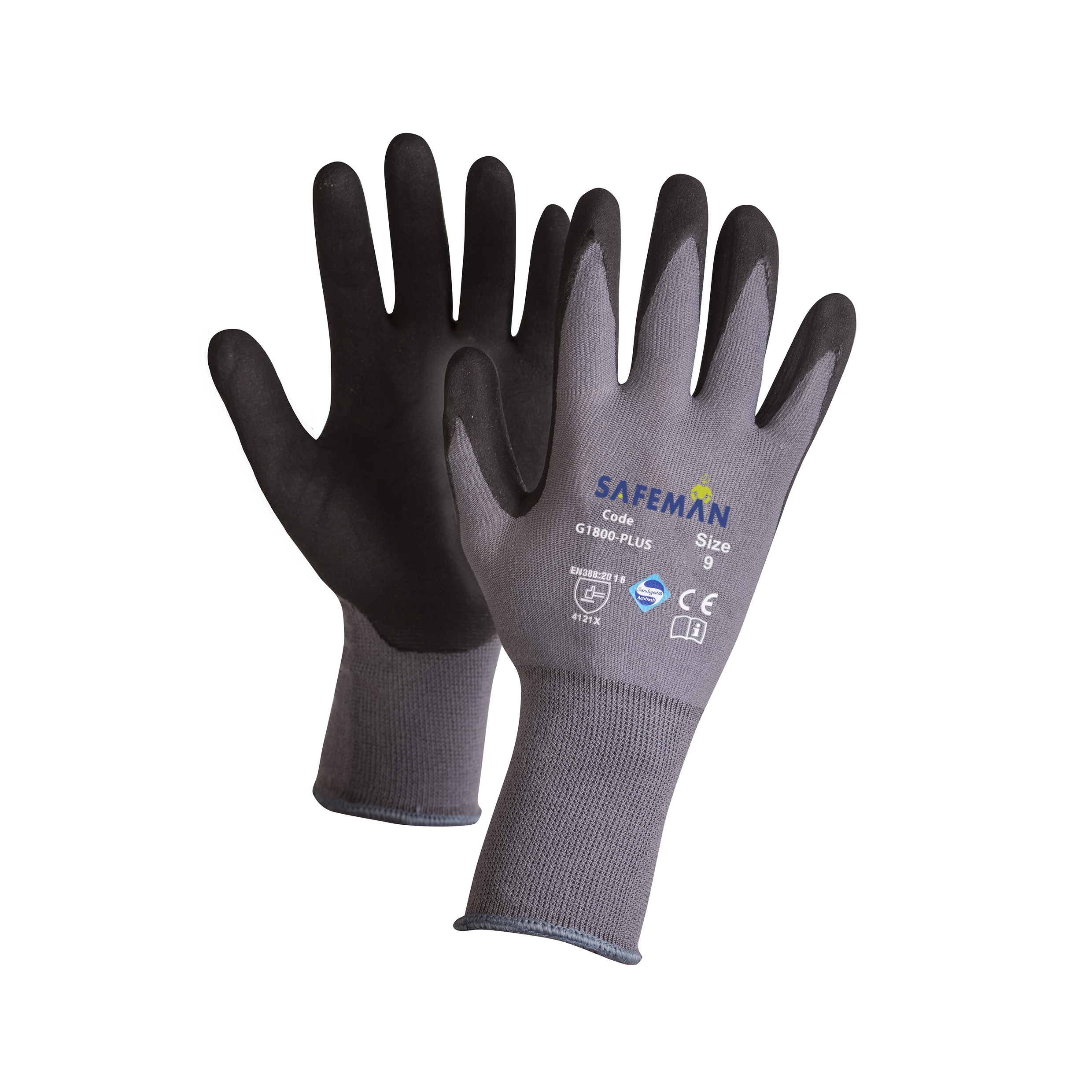 Guanti da lavoro spalmato in nitrile nylon Safeman G1800-PLUS Tg. 9-10 1 paio