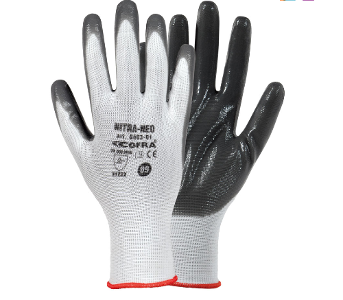 Guanti da lavoro nitrile nylon grigio Cofra Nitra-Neo industria 12 paia Tg. 9-10
